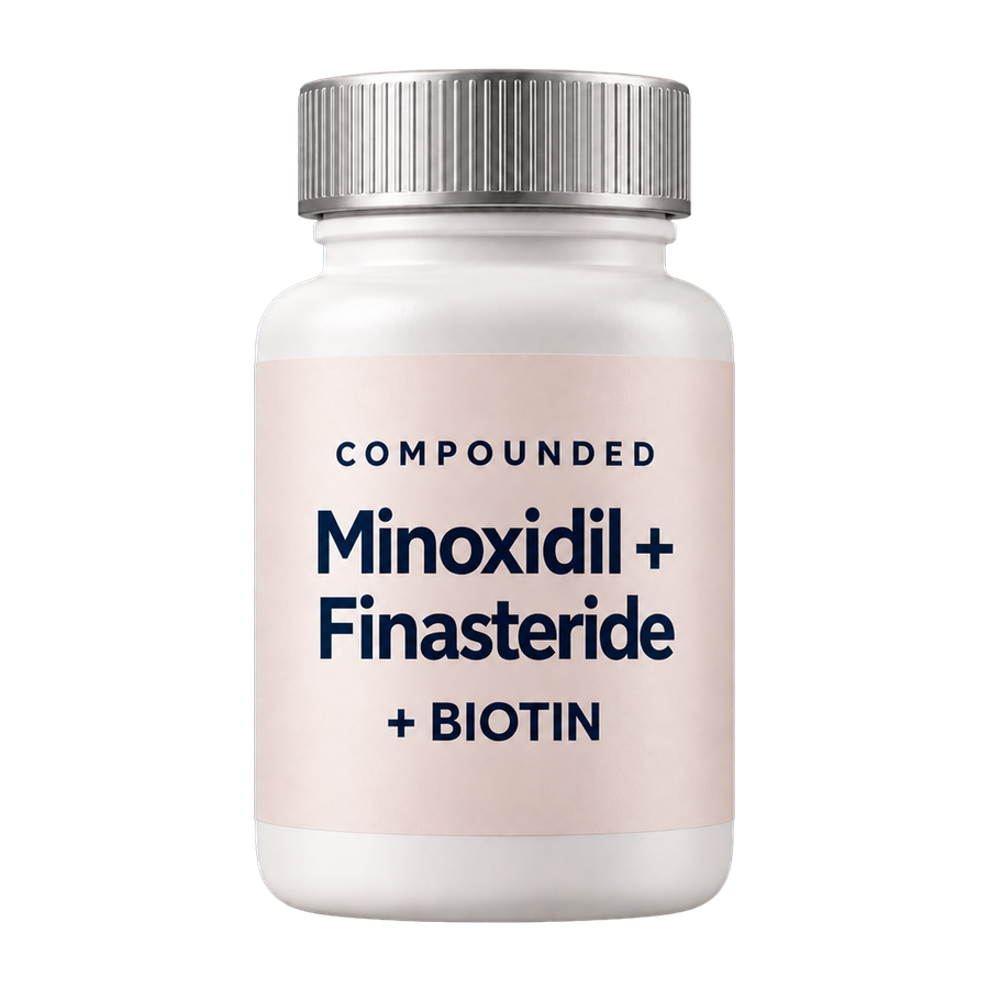 Minoxidil + Finasteride + Biotin packaging